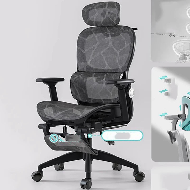 Ergonomic Mesh Office Chair Back Support — Pearl White | KIMLUD