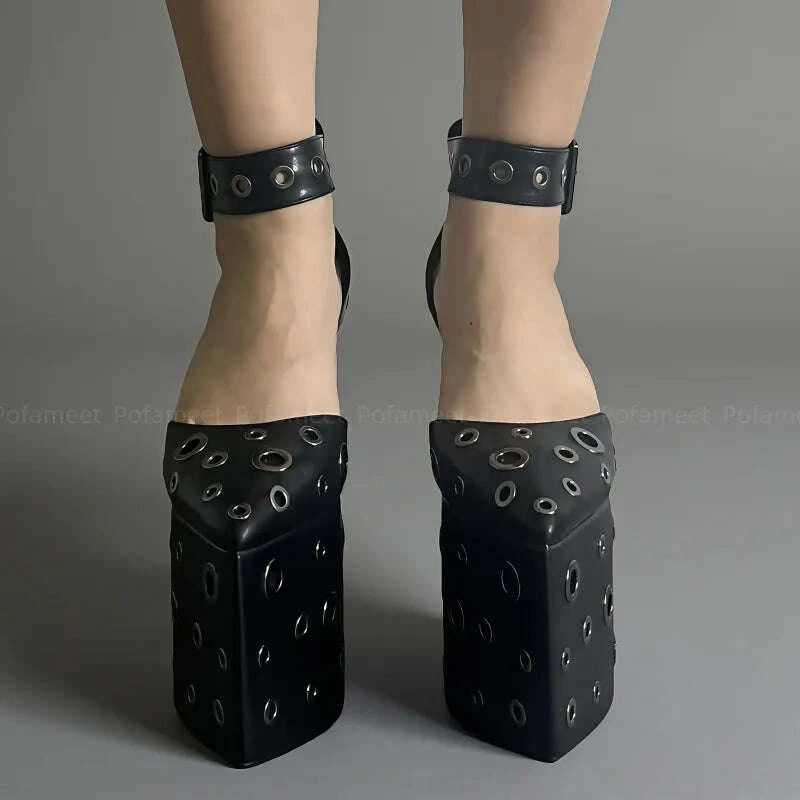 KIMLUD, Women Pumps High Heel Sandals Platform Shoes Pointed Toe Elegant Chunky Heels Ankle Buckle Black Sexy High Heels Mary Janes, KIMLUD Womens Clothes