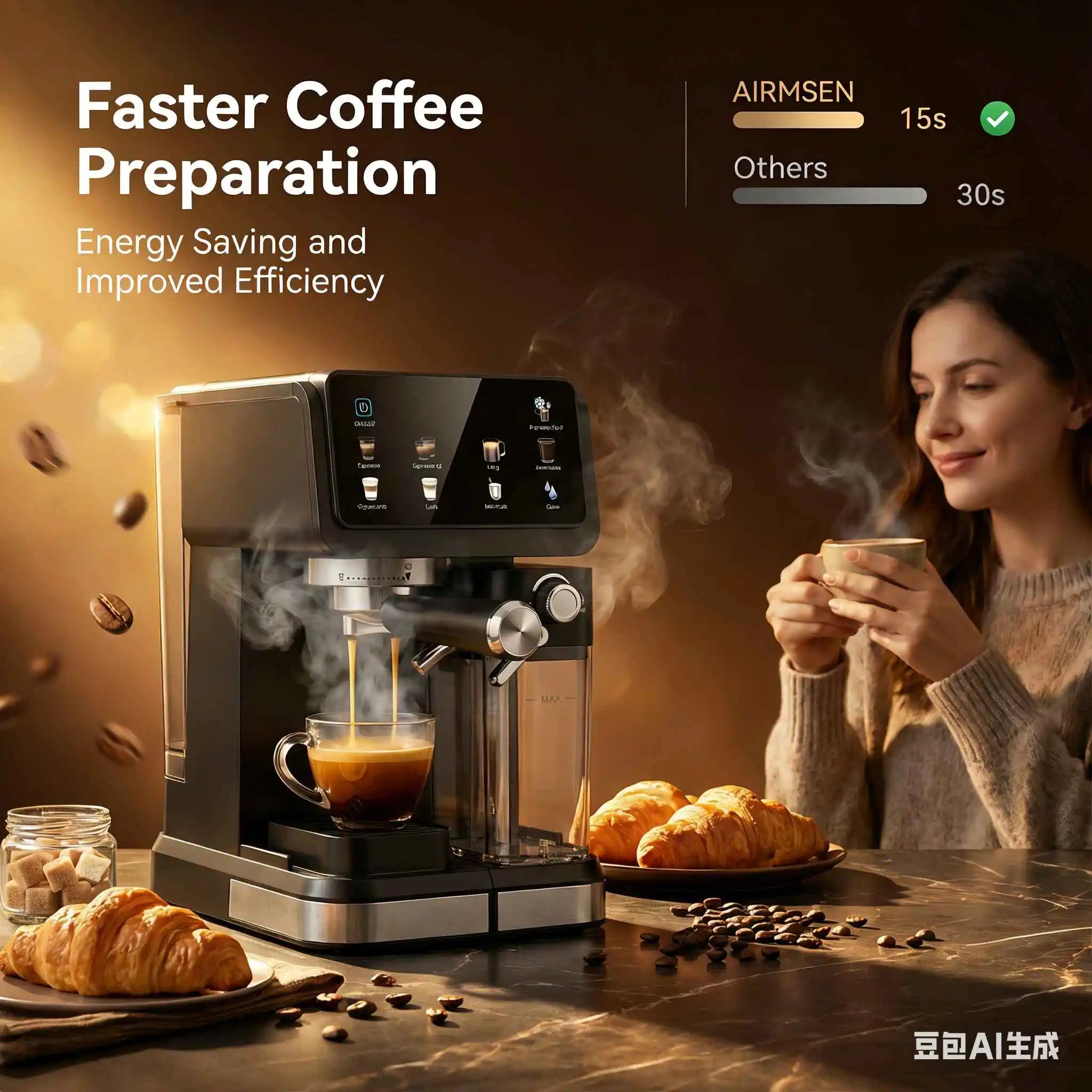 Automatic Espresso Coffee Machine - 20 Bar Milk Frother - KIMLUD