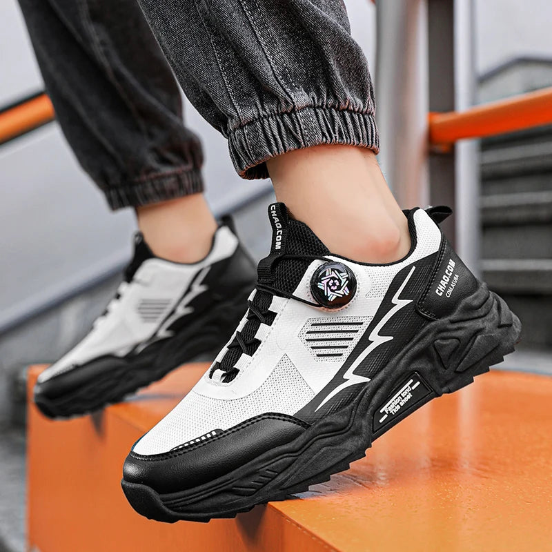 Breathable Korean Sneakers Rotating Laces — Black | KIMLUD