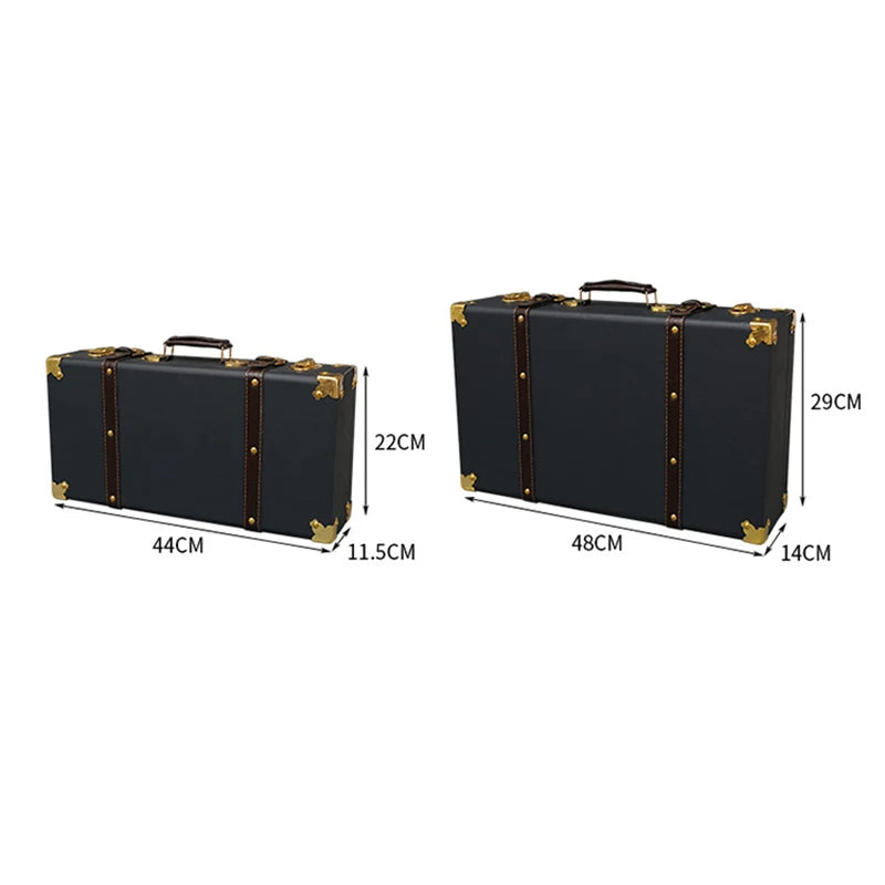 Luxurious Vintage Trunk Suitcases Leather — Brown | KIMLUD