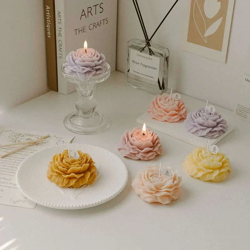 KIMLUD, Creative Peony Candle Floral Fragrance Mothers Day Gift Idea Handmade Soy Wax Aromatherapy for Home Decor Favor Present, KIMLUD Womens Clothes
