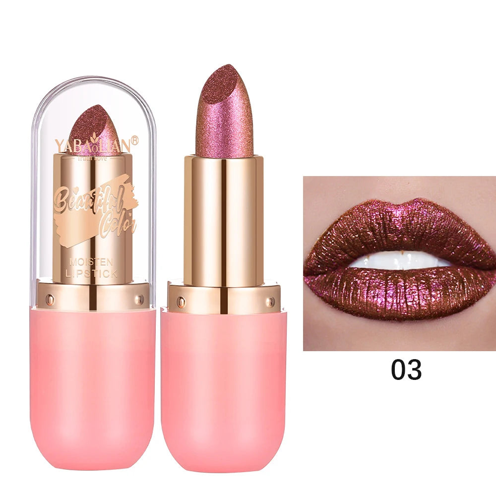 Color Changing Matte Lipstick With Glitter Diamond Finish — Metallic Violet | KIMLUD