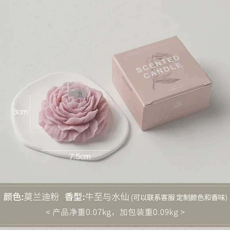 KIMLUD, Creative Peony Candle Floral Fragrance Mothers Day Gift Idea Handmade Soy Wax Aromatherapy for Home Decor Favor Present, KIMLUD Womens Clothes