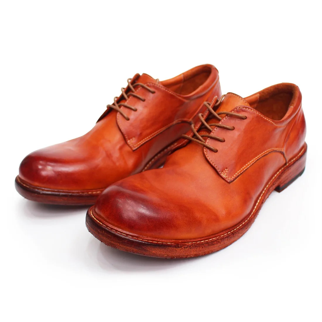 Men's Handmade Goodyear Sewn Derby Formal Shoes Soft Genuine Leather round Toe Comfortable Non-Slip Casual Shoes