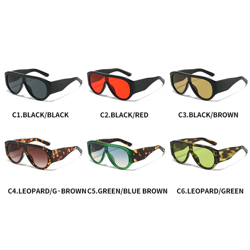 Sunglasses Retro Big Frame Oval Plastic Leopard Print | KIMLUD
