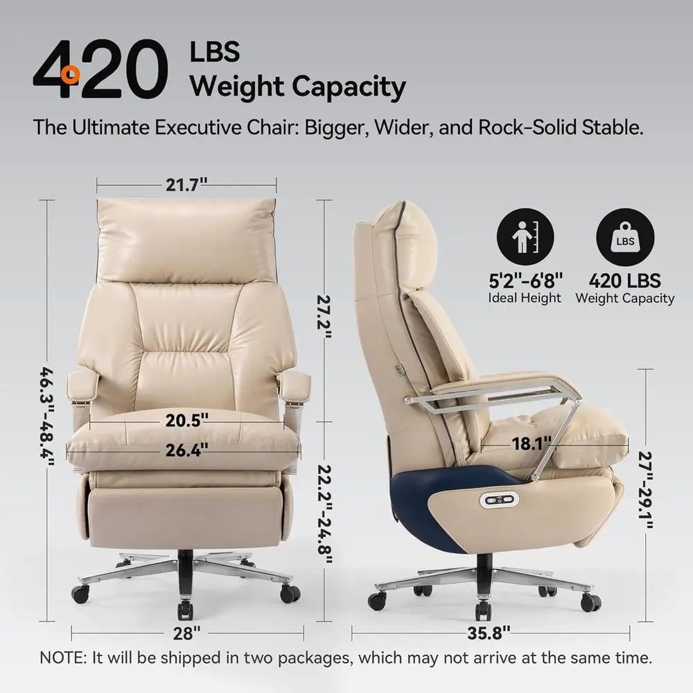 Bamboo Dual-Motor Executive Office Chair — Beige | KIMLUD