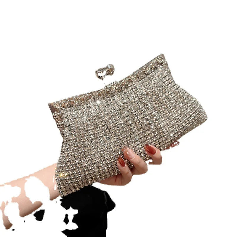 Rhinestone Crystal Clutch Evening Bag — Black | KIMLUD