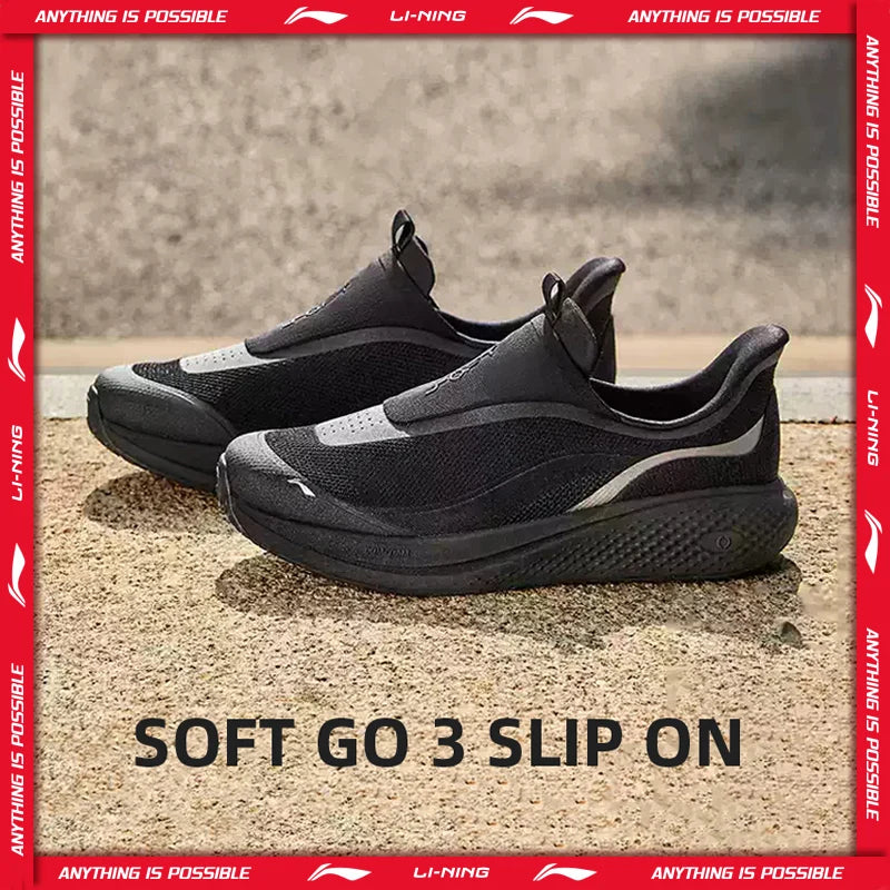 Li-Ning Men's SOFT GO 3 SLIP ON Lifestyle Shoes COMFOAM Breathable Wear-resistant Walking Shoes LiNing Casual Sneakers AGLW009