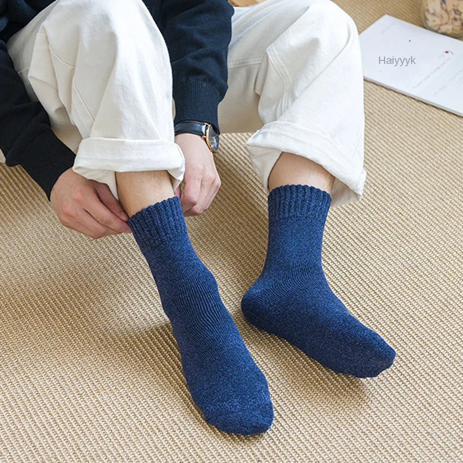Thermal Cotton-Blend Socks 5-Pair Pack For Men — Black | KIMLUD