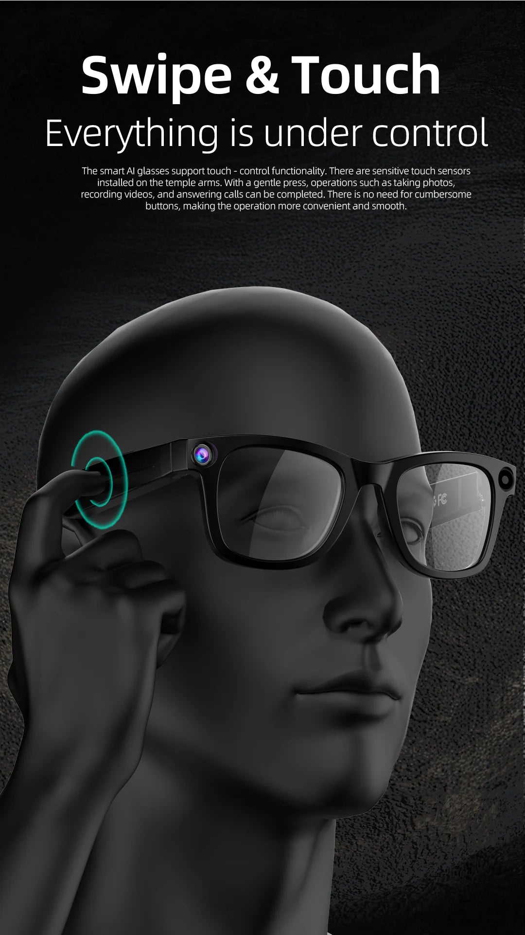 Hiwego New Smart AI Glasses 800W pixel AI Shooting Camera HD Photo Video Voice Call Translation Bluetooth Glasses For xiaomi