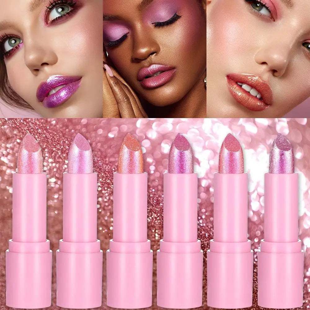 Metallic Glitter Lipstick Long Lasting High Shine — Pink | KIMLUD