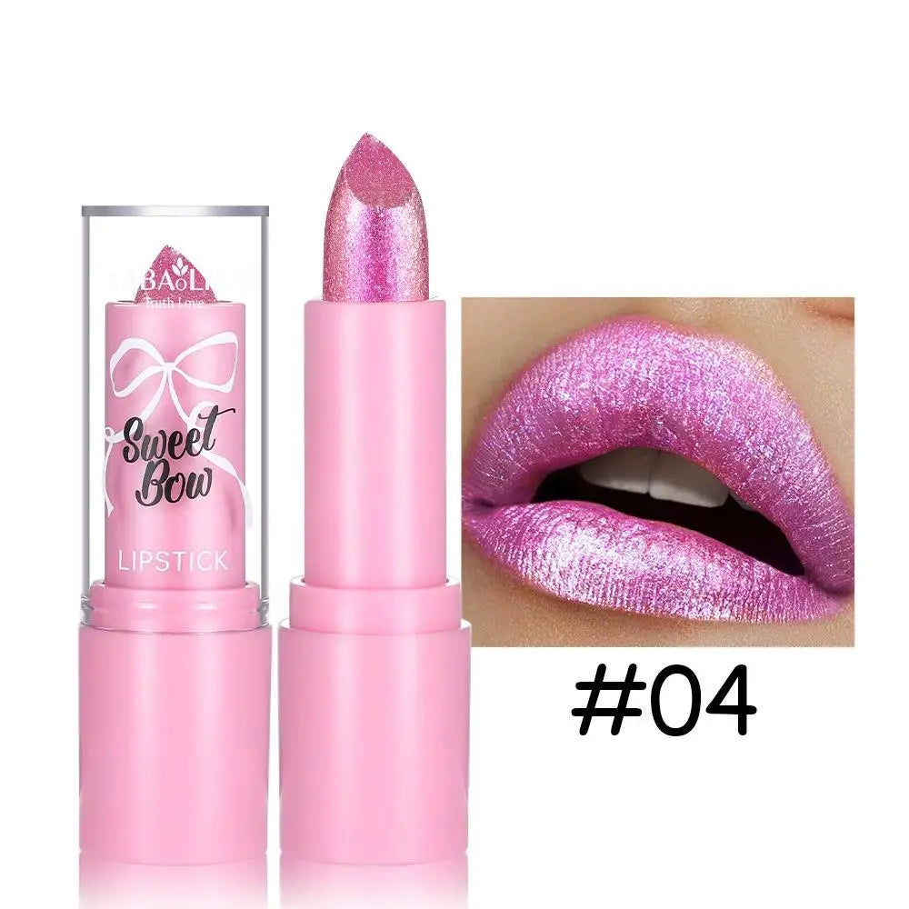 Metallic Glitter Lipstick Long Lasting High Shine — Pink | KIMLUD