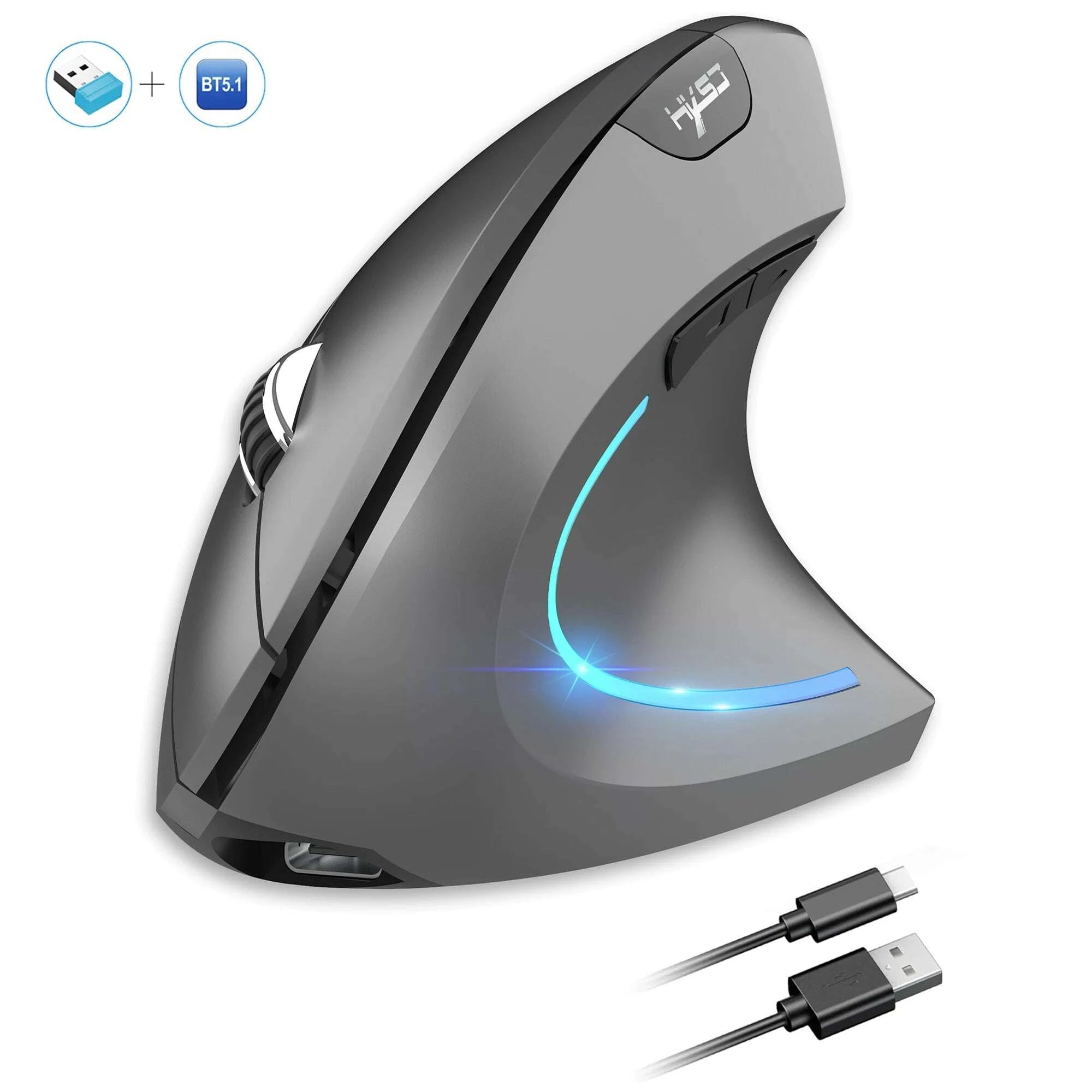 KIMLUD, 2025 New arrival HXSJ dual mode vertical mouse ergonomic ABS 600mAh rechargeable 2400DPI Type-c interface wireless mouse for pc, KIMLUD Womens Clothes