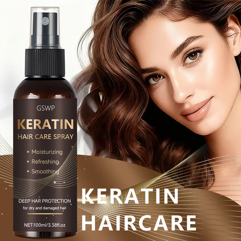 Keratin Hair Spray Castor Argan Oils Instantly Absorbed — Deep Brown | KIMLUD