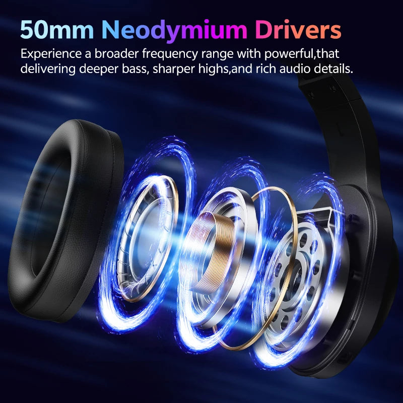 KIMLUD, QCY Heroad V200 Gaming Over Ear Headphone Wireless Bluetooth 6.0 with Mic 50mm Driver 7.1 Surround Sound Dynamic EQ RGB Headset, KIMLUD Womens Clothes