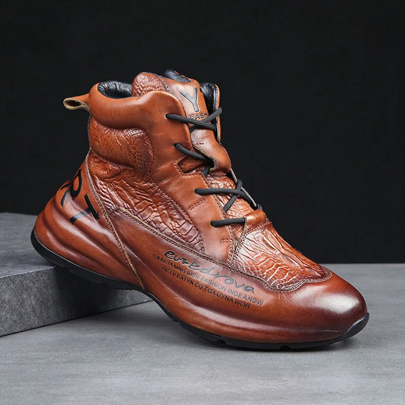 Ankle Boots – Winter Fleece – Crocodile Leather | KIMLUD