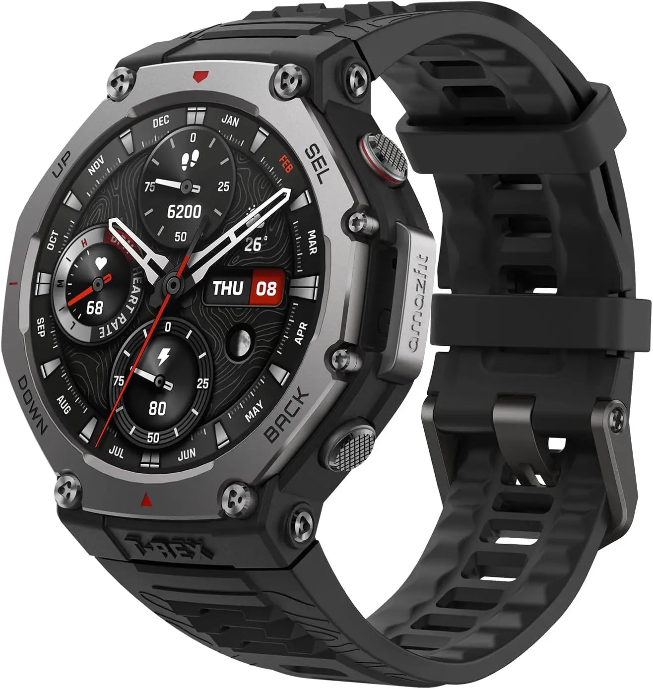 Military Smart Watch 48mm AMOLED GPS — Black | KIMLUD