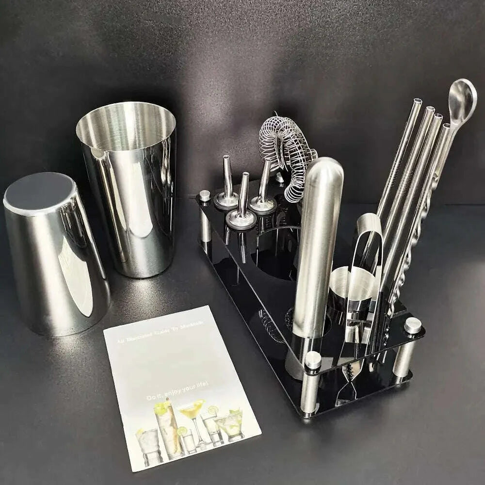 13-piece-750ml-600ml-cocktail-shaker-set-stainless-steel-bar-tools-with-black-stand-750ml-shaker-jigger-spoon-pourerskimlud-womens-fashion-34613428