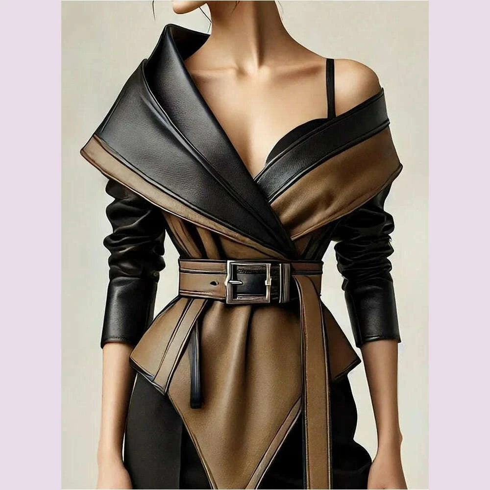 fashion-womens-leather-top-off-shoulder-contrast-color-lapel-long-sleeve-belted-waist-irregular-hem-party-evening-outwearkimlud-womens-fashion-34606841