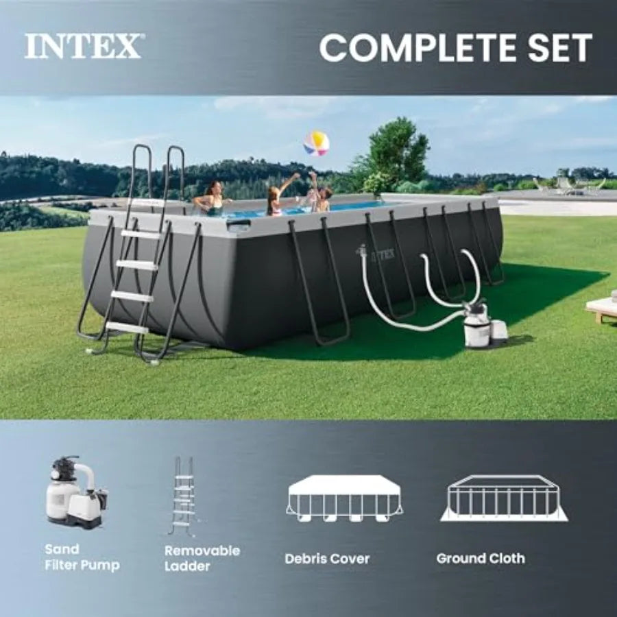 Eco-Friendly PVC Pool Set With Steel Frame — Blue | KIMLUD
