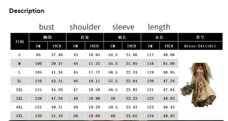 Boho Vintage Print Long Dresses For Women 2025 Casual V Neck Full Sleeve Splice High Waist Loose Dress Autumn Fashion Vestidos