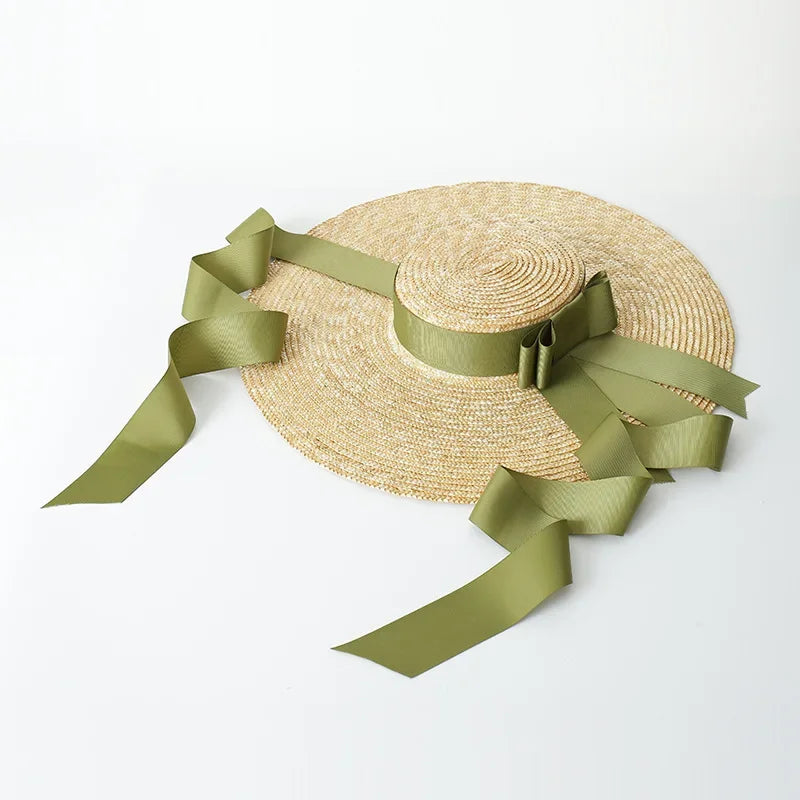 Elegant Straw Wide Brim Sun Hat — Natural | KIMLUD