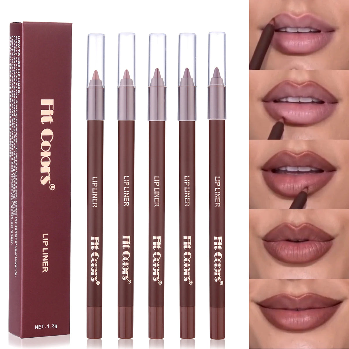 6Colors Waterproof Fadeless Matte Brown Lipstick Lipliner Pen Lips Contour Filling Pen Black Lipliner Makes Its Mouth Look Plump
