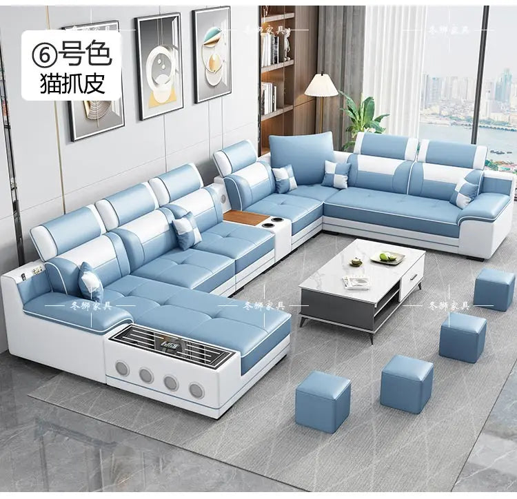 Fabric Sofa Modern Minimalist U-Shape — Gray | KIMLUD