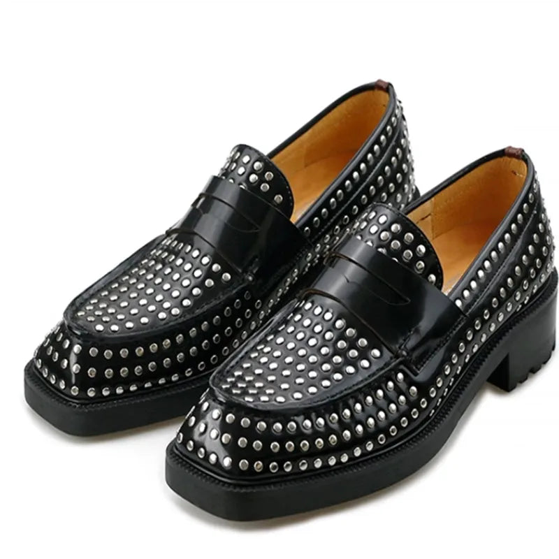 Genuine Leather Solid Loafer Shoes — Black | KIMLUD