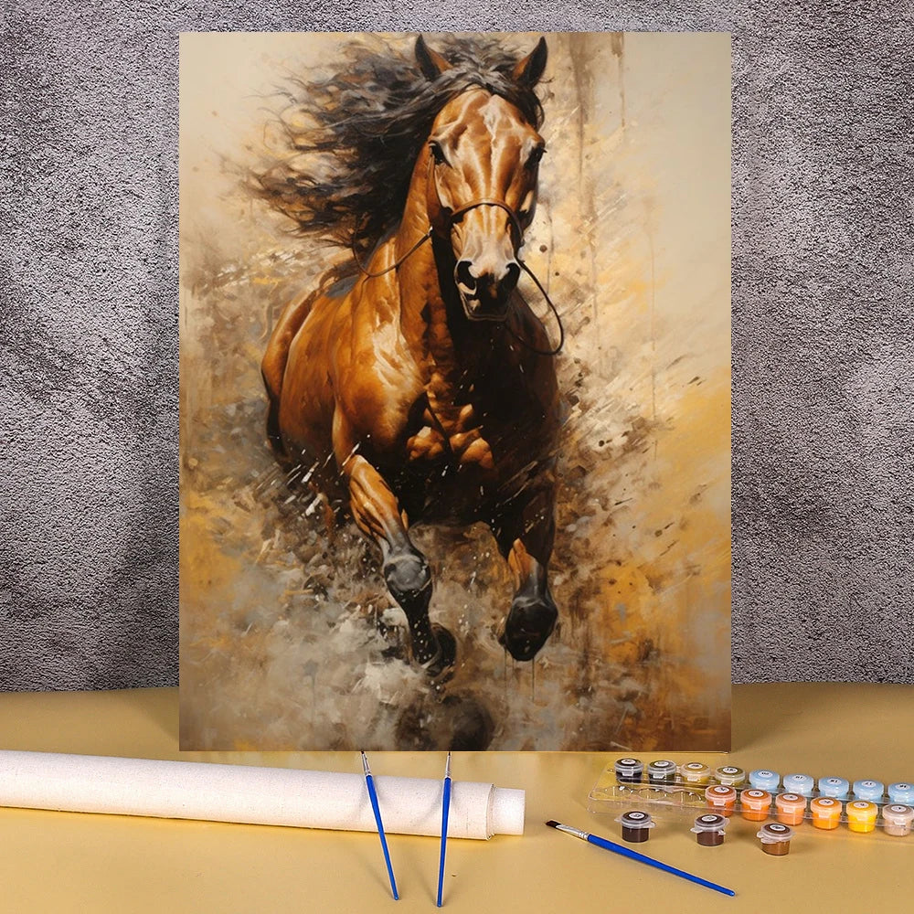 Running Horse Oil Painting By Number On Canvas Frameless Acrylic Paint Animal For Adult Picture Drawing Coloring By Numbers Kit