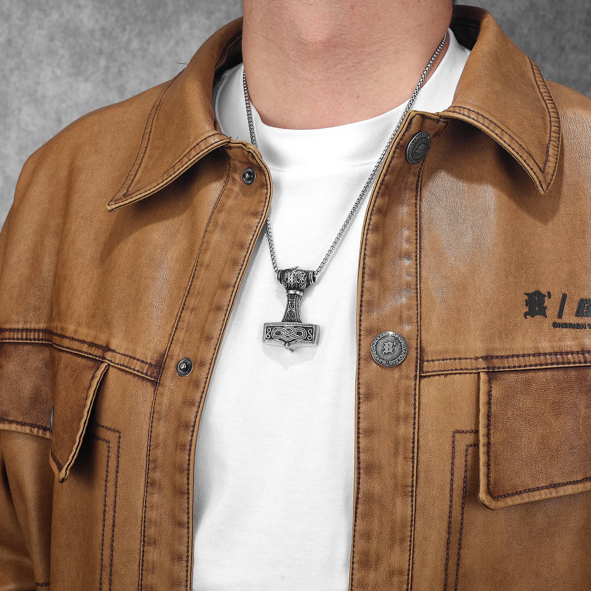 Viking Thor's Hammer Men Necklaces With Pendant Stainless Steel Jewelry For Male Women Punk Hip Hop Accessories Gifts Wholesale
