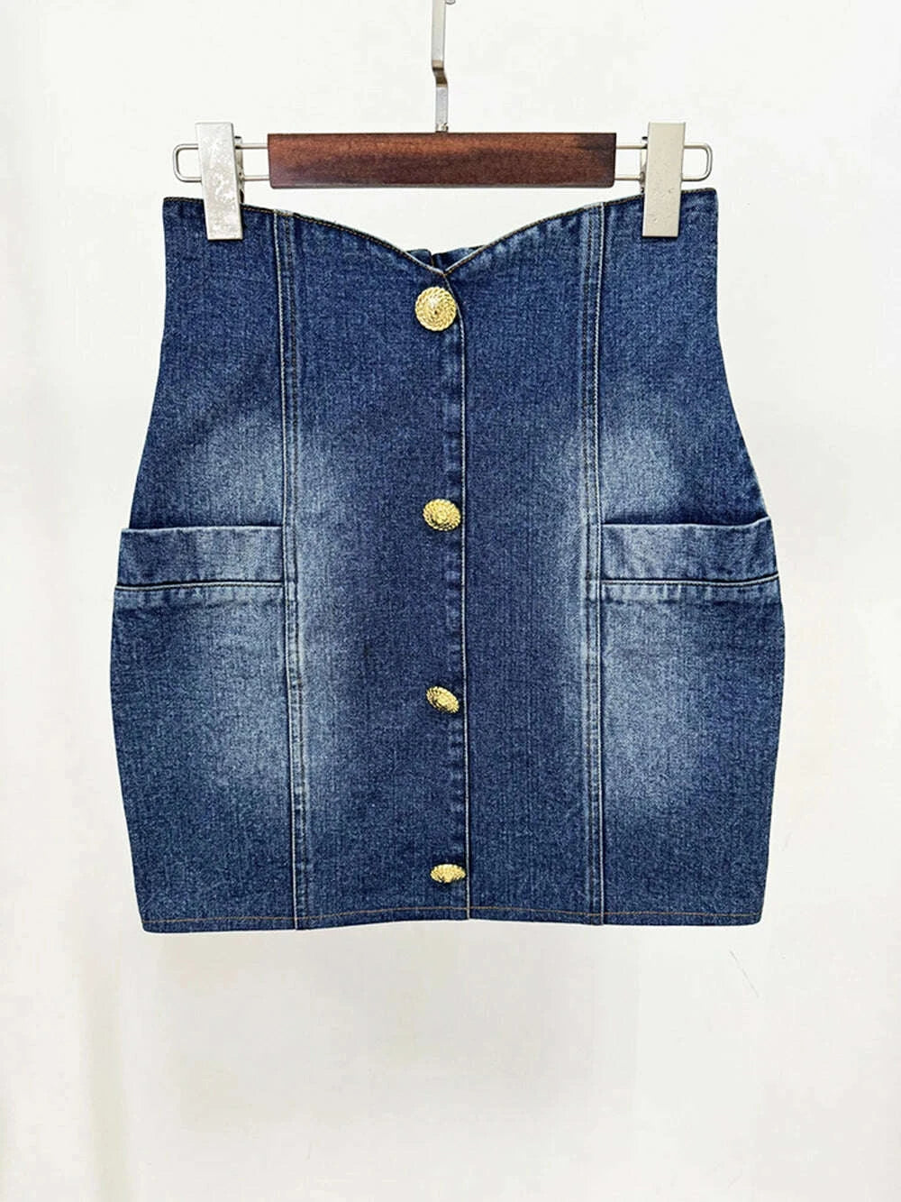 KIMLUD, Modphy High Quality Women'S Double Breasted Slim Fit Denim Blazer Long Sleeve Jean Jacket High Waisted Pencil Mini Skirt Set, KIMLUD Womens Clothes