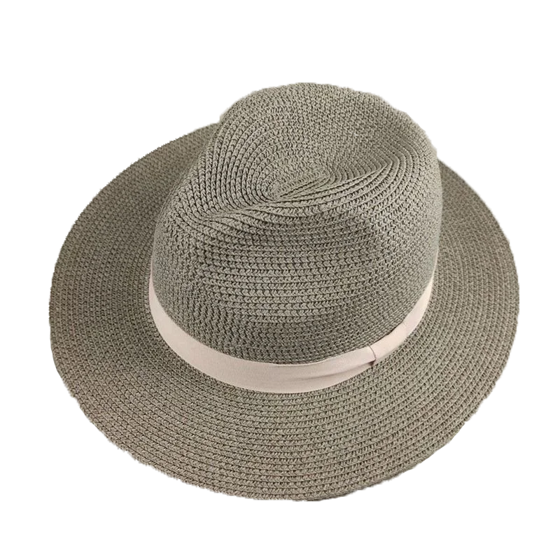 KIMLUD, Big Head Panaman Straw Hat with Foldable Straw Woven Hat Plus Size 60-64cm Men Jazz Top Hat Sun Protection Sun Shading Hat, Gray B / 55-57cm, KIMLUD Womens Clothes