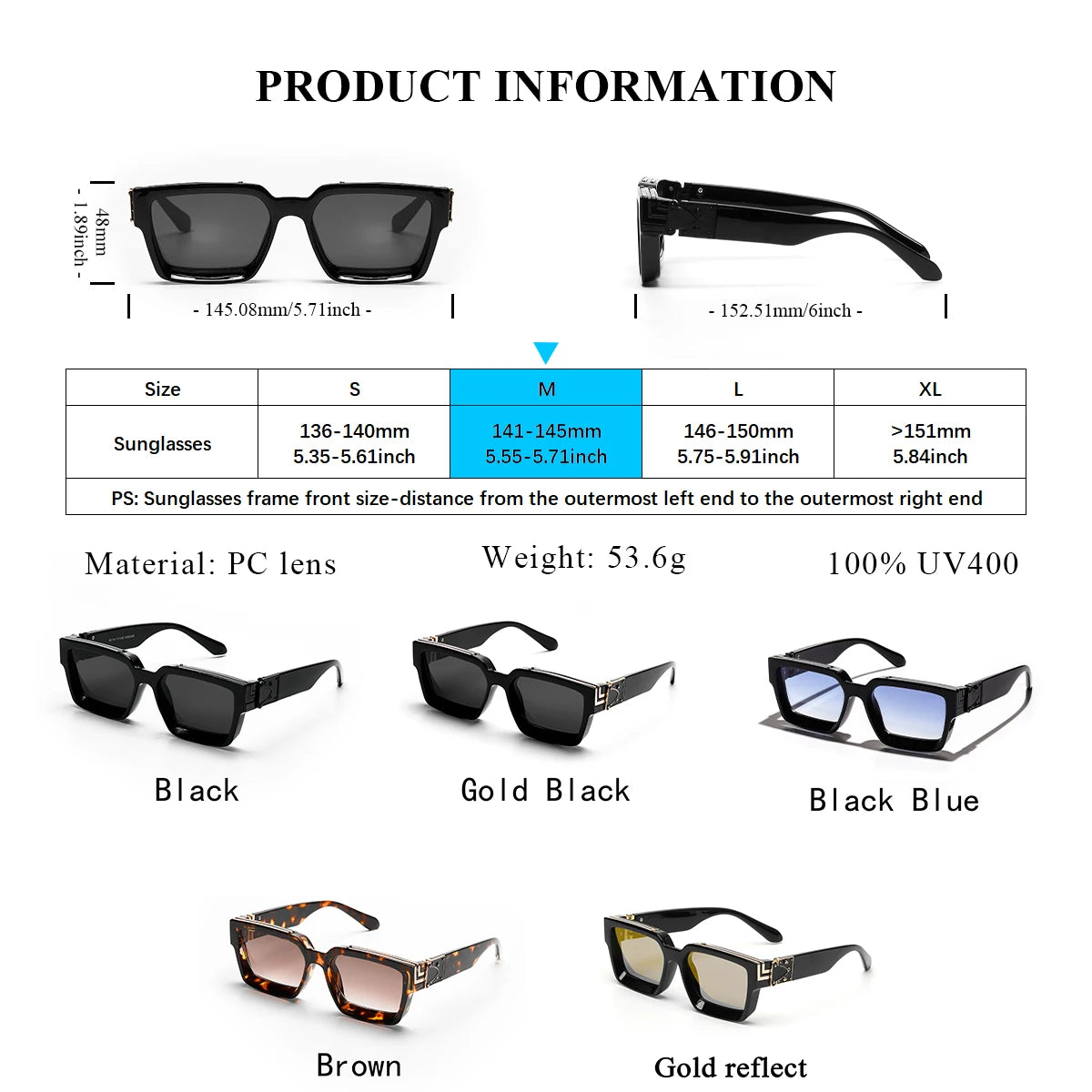 Retro Square Sunglasses Millionaire Shades — Black | KIMLUD