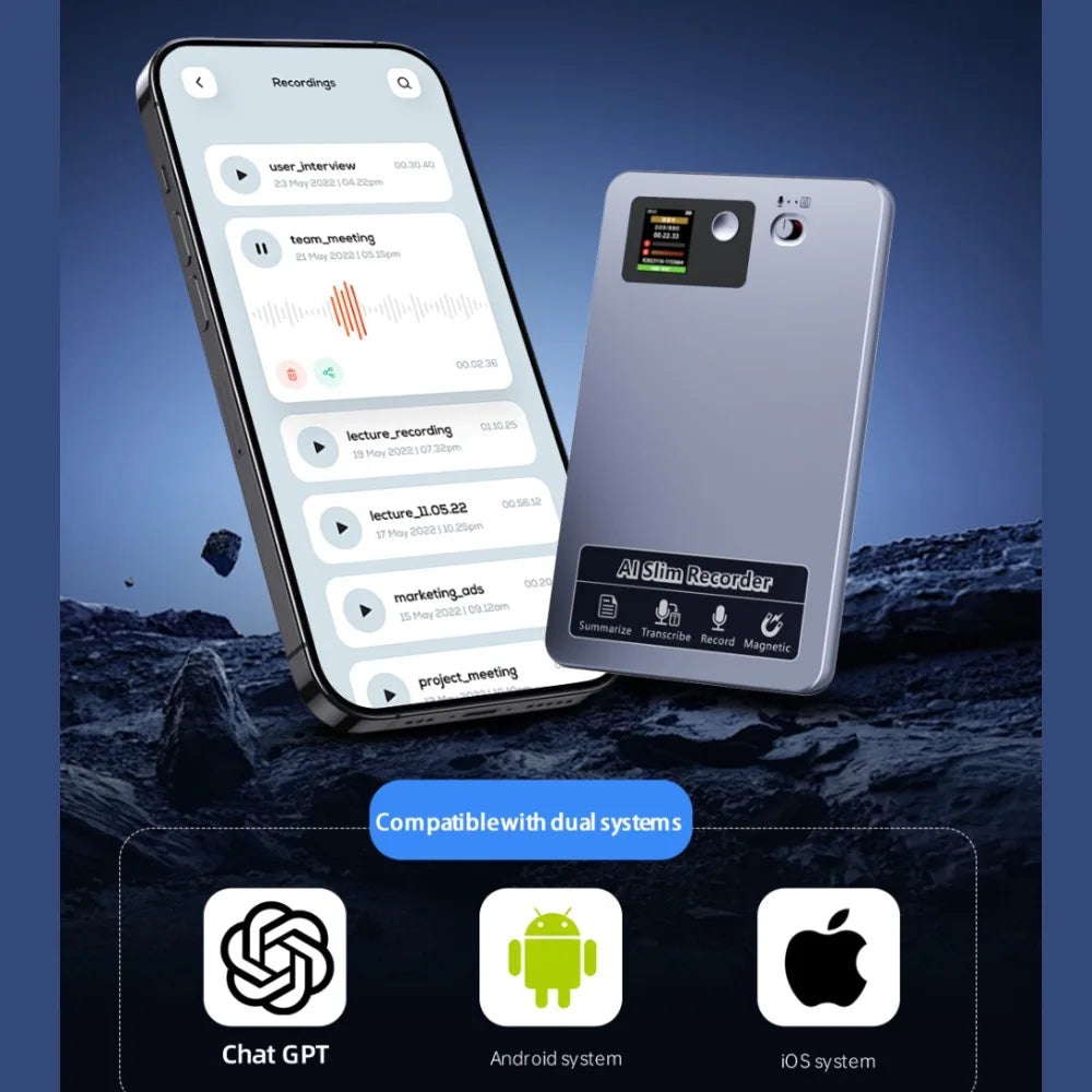 KIMLUD, 118 Languages 64GB Memory Audio Recorder 400ma Lectures Meeting AI Voice Recorder Device for Magnetic Attachment iPhone, KIMLUD Womens Clothes