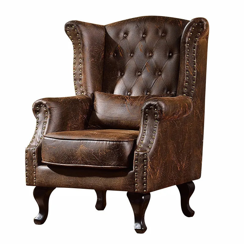 Leather Chesterfield Armchair With Nailhead — Black | KIMLUD