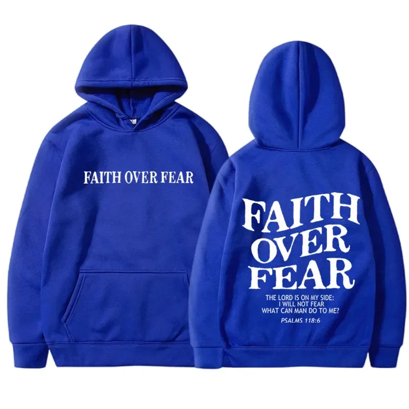 Hoodies – Faith Over Fear Print – Polyester Knit | KIMLUD