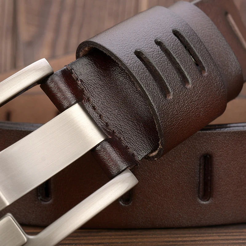 3.8CM Male Belt Men Strap High Quality Genuine Leather Luxury Designer Pin Buckle Casual Cowboy Belts Business Ceinture Homme