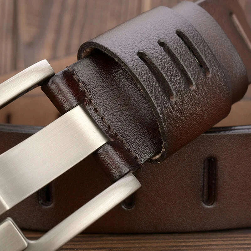 KIMLUD, 3.8CM Male Belt Men Strap High Quality Genuine Leather Luxury Designer Pin Buckle Casual Cowboy Belts Business Ceinture Homme, KIMLUD Womens Clothes