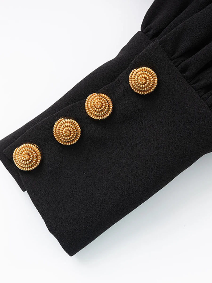 KIMLUD, TWOTWINSTYLE Fashion Slimming Spliced Sequins Blazers for Women Lapel Long Sleeves Tunic Patchwork Metal Buttons Blazer Female, KIMLUD Womens Clothes