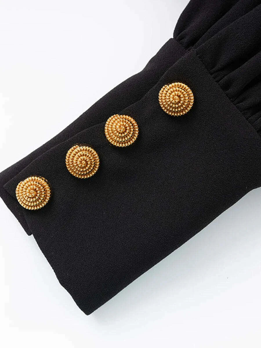 KIMLUD, TWOTWINSTYLE Fashion Slimming Spliced Sequins Blazers for Women Lapel Long Sleeves Tunic Patchwork Metal Buttons Blazer Female, KIMLUD Womens Clothes