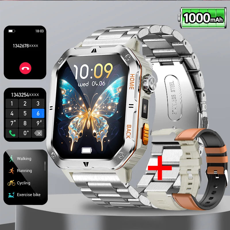 2025 New Military Outdoor 1000 mAh Battery Smart Watch Men GPS Sports Heart Rate IP68 Waterproof BT Calling Smartwatch Man xiaom