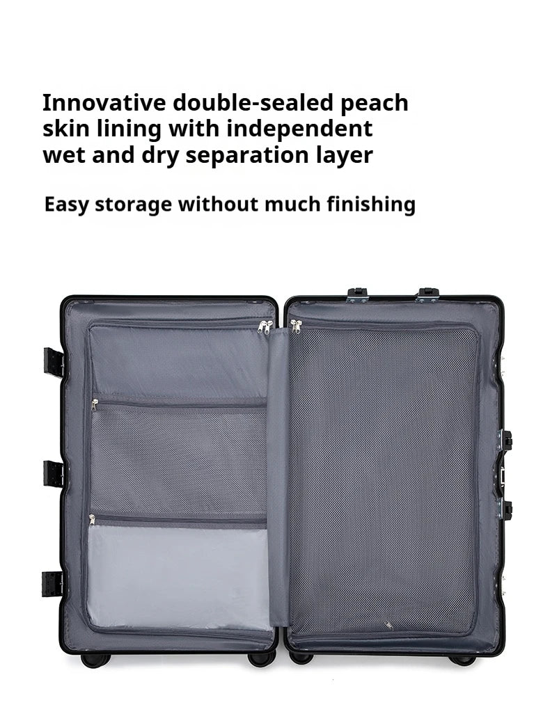 Aluminum Frame Travel Suitcase 30 Inch Large Capacity With Expandable Interior — Deep Red | KIMLUD