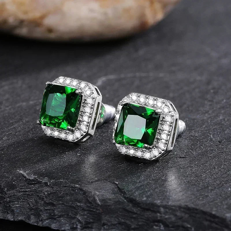Cubic Zirconia Drop Earrings Water-Drop Inlaid — Emerald | KIMLUD