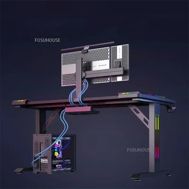 Modern E-sports Table Home Study Room Office Computer Table Office Furniture Internet Cafe Gaming Desk With RGB Atmosphere Light