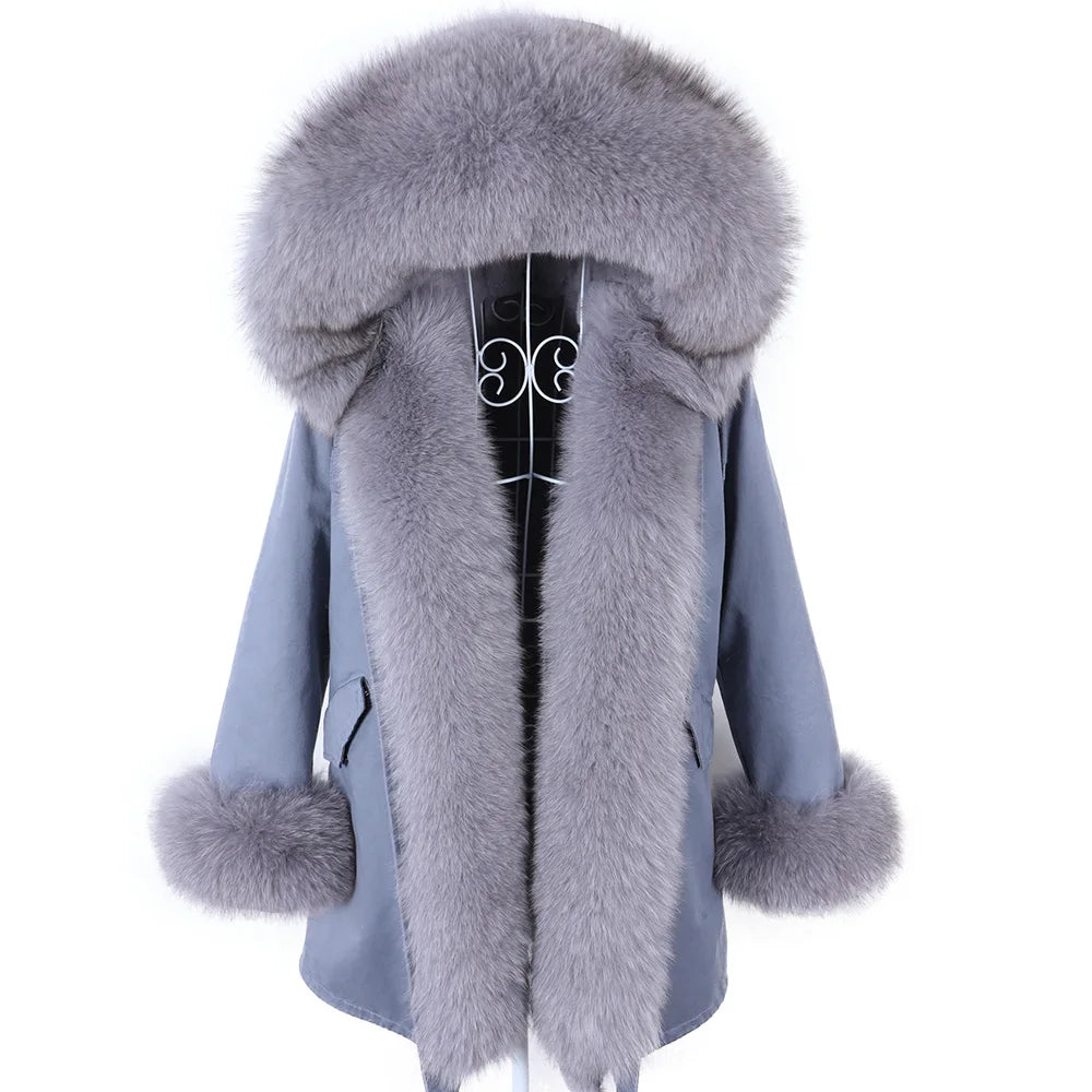 2023 Super Hot Winter Jacket Hooded Long Overcoat Parkas Female Clothes Removable Real Fox Fur Collar Coats Woman