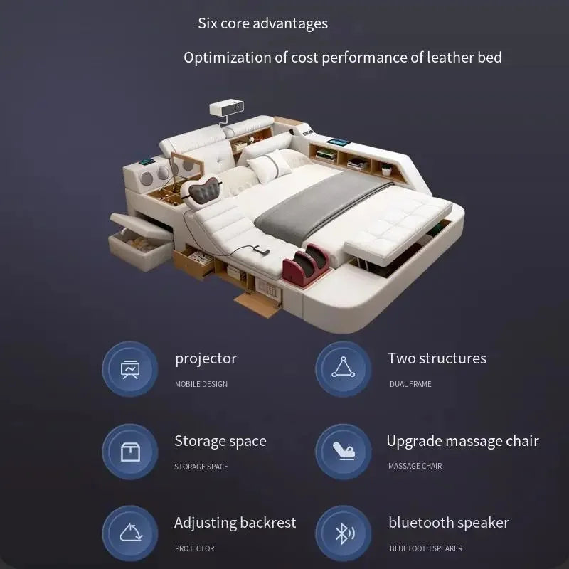 Luxury Storage Double Bed Modern Massager King Size Cameras Multifunctional Twin House Matrimoniale Bedroom Furniture