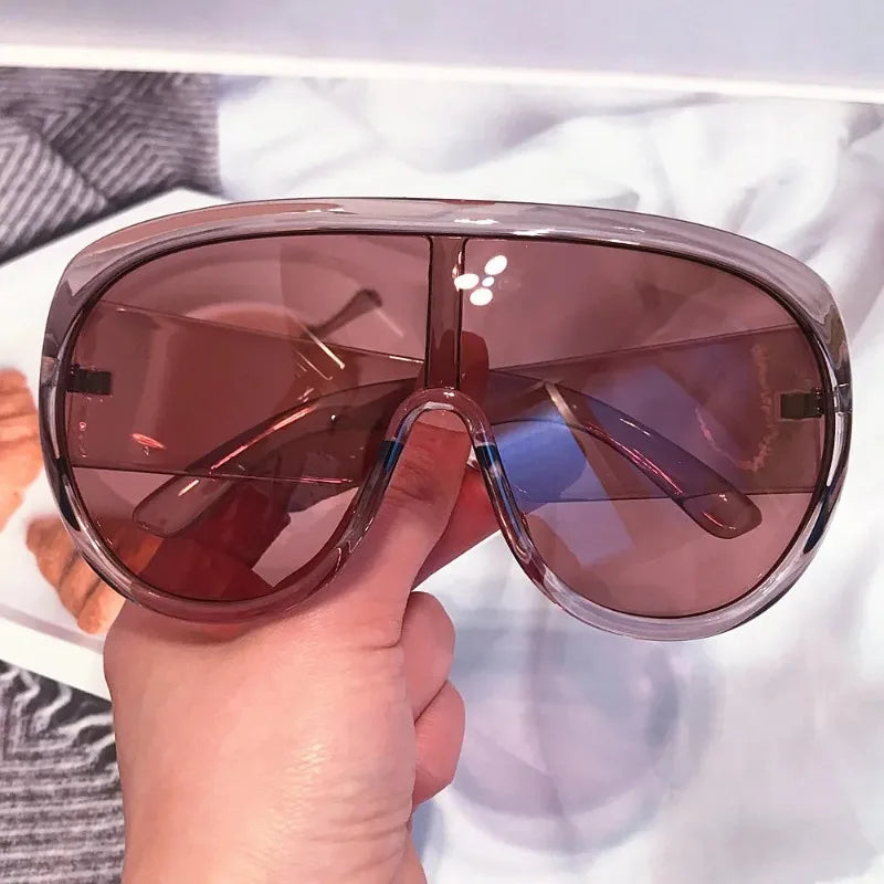 Sunglasses One Piece Oversize Shield Acetate — Gradient | KIMLUD