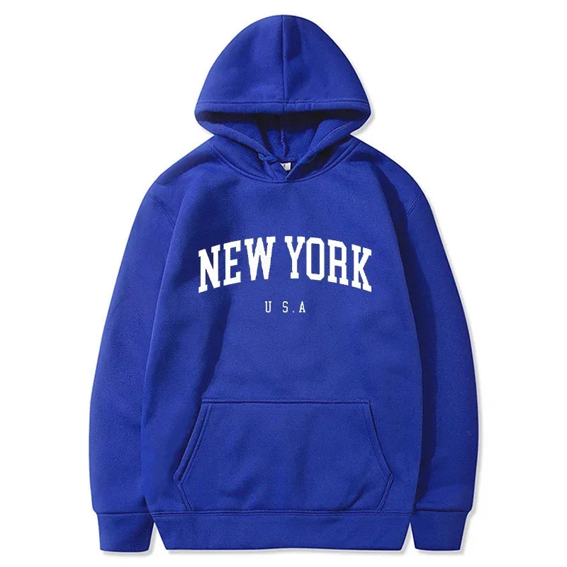 Hoodies – City Letter Graphic – Polyester – Loose Casual | KIMLUD